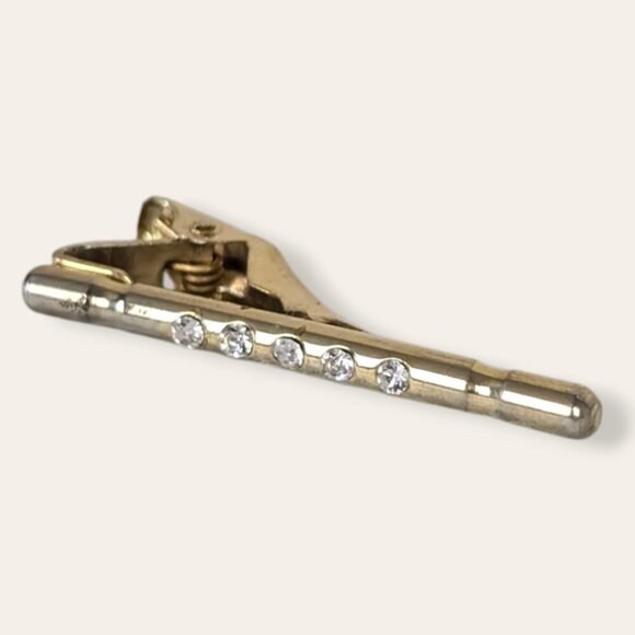 (2/$20) Vintage Rhinestone Accent Tie Clip - Picture 1 of 5